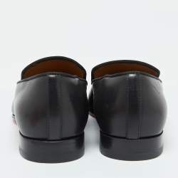 Pre Owned Christian Louboutin Black Leather Dandelion Smoking Slippers Size 39