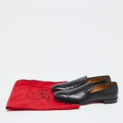 Pre Owned Christian Louboutin Black Leather Dandelion Smoking Slippers Size 39