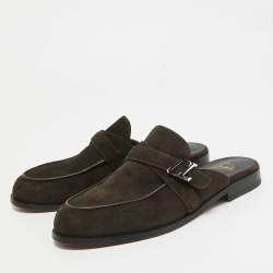 Christian Louboutin Brown Suede Muloman Mules Size 42
