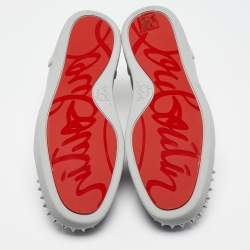 Christian Louboutin Grey Suede Louis Junior Spikes Lace Up Sneakers Size 40.5