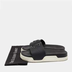Christian Louboutin Black Rubber Flat Sandals Size 45