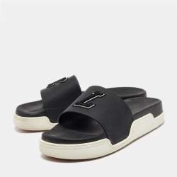 Christian Louboutin Black Rubber Flat Sandals Size 45