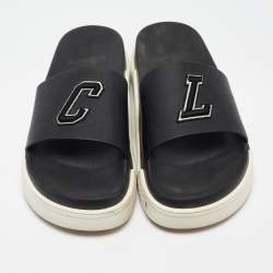 Christian Louboutin Black Rubber Flat Sandals Size 45
