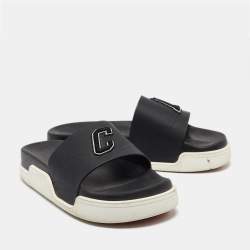 Christian Louboutin Black Rubber Flat Sandals Size 45