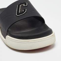Christian Louboutin Black Rubber Flat Sandals Size 45