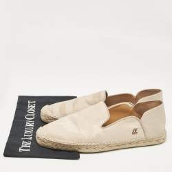 Christian Louboutin Beige Camouflage Canvas and Leather Espadon Espadrilles Size 42