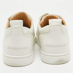 Pre Owned Christian Louboutin White Leather Louis Junior Spikes Lace Up Sneakers Size 40.5
