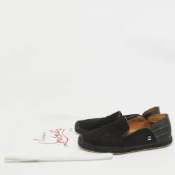 Christian Louboutin Black Croc Embossed Leather and Suede Espadon Espadrilles Size 41