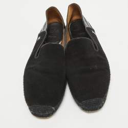 Christian Louboutin Black Croc Embossed Leather and Suede Espadon Espadrilles Size 41