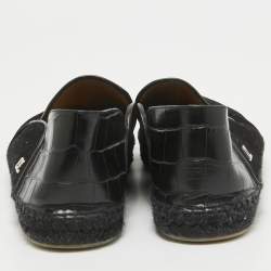 Christian Louboutin Black Croc Embossed Leather and Suede Espadon Espadrilles Size 41