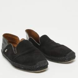 Christian Louboutin Black Croc Embossed Leather and Suede Espadon Espadrilles Size 41