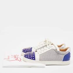 Christian Louboutin Multicolor Leather and Suede Louis Junior Spikes Low Top Sneakers Size 41