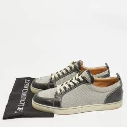 Christian Louboutin Brown Leather and Suede Rantulow Low Top Sneakers Size 45.5