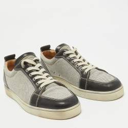 Christian Louboutin Brown Leather and Suede Rantulow Low Top Sneakers Size 45.5