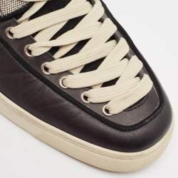 Christian Louboutin Black/Cream Canvas and Leather Alfie High Top Sneakers Size 45