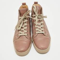 Christian Louboutin Beige Leather Louis High Top Sneakers Size 45