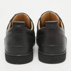 Christian Louboutin Black Leather Louis Junior Spikes Low Top Sneakers Size 40.5