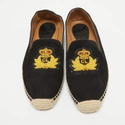Christian Louboutin Black Suede Nanou Orlato Slip On Espadrille Size 41