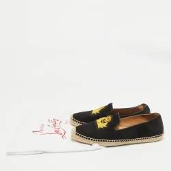 Christian Louboutin Black Suede Nanou Orlato Slip On Espadrille Size 41
