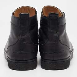 Pre Owned Christian Louboutin Black Leather Louis High Top Sneakers Size 45