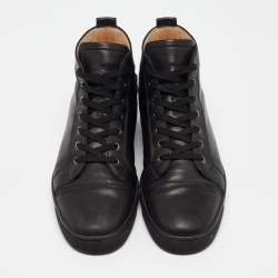 Pre Owned Christian Louboutin Black Leather Louis High Top Sneakers Size 45