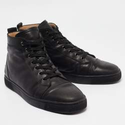 Pre Owned Christian Louboutin Black Leather Louis High Top Sneakers Size 45