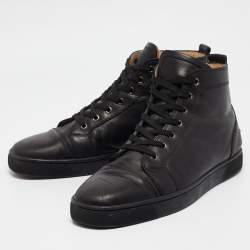 Pre Owned Christian Louboutin Black Leather Louis High Top Sneakers Size 45