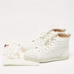 Christian Louboutin White Leather Louis Spikes High Top Sneakers Size 39