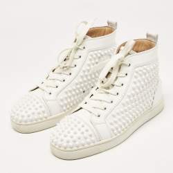 Christian Louboutin White Leather Louis Spikes High Top Sneakers Size 39