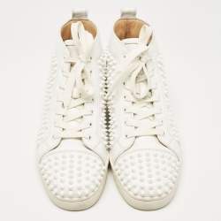 Christian Louboutin White Leather Louis Spikes High Top Sneakers Size 39