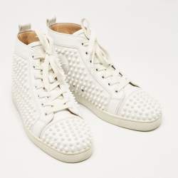 Christian Louboutin White Leather Louis Spikes High Top Sneakers Size 39