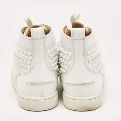 Christian Louboutin White Leather Louis Spikes High Top Sneakers Size 39