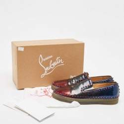 Christian Louboutin Multicolor Ombre Glitter Patent Leather Pik Boat Sneakers Size 42.5