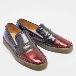 Christian Louboutin Multicolor Ombre Glitter Patent Leather Pik Boat Sneakers Size 42.5