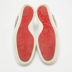 Pre Owned Christian Louboutin Gold Leather Louis Spikes High Top Sneakers Size 44