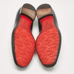 Christian Louboutin Black Leather and Calf Hair Smoking Slippers Size 43