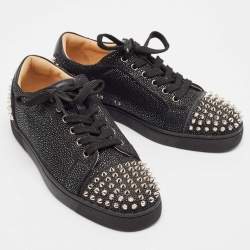 Christian Louboutin Black Leather and Nubuck Leather Seavaste Sneakers Size 41