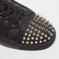 Christian Louboutin Black Leather and Nubuck Leather Seavaste Sneakers Size 41