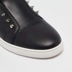 Pre Owned Christian Louboutin Black Leather Fique A Vontade Sneakers Size 43