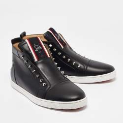 Pre Owned Christian Louboutin Black Leather Fique A Vontade Sneakers Size 43