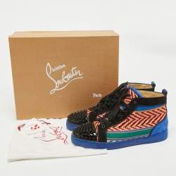 Christian Louboutin Multicolor Leather Patent Leather Louis Spikes High Top Sneakers Size 45