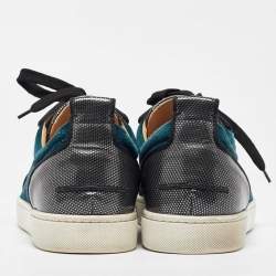 مملوكة مسبقًا Christian Louboutin Multicolor Patent Leather and Velvet Louis Junior Spikes Low Top Sneakers Size 43