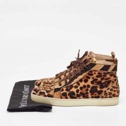 Christian Louboutin Brown Calf Hair Rantus Orlato High Top Sneakers Size 43