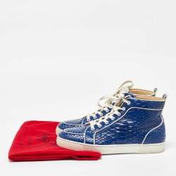 Christian Louboutin Blue Python Rantus Orlato High Top Sneakers Size 42.5