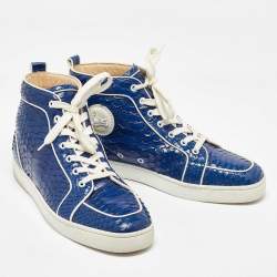 Christian Louboutin Blue Python Rantus Orlato High Top Sneakers Size 42.5