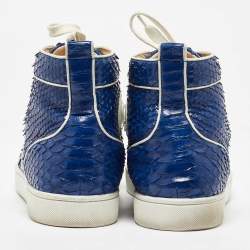 Christian Louboutin Blue Python Rantus Orlato High Top Sneakers Size 42.5