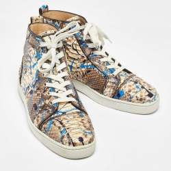 Christian Louboutin Multicolor Python Leather Graffiti Louis High Top Sneakers Size 43