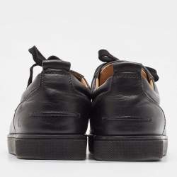 Pre Owned Christian Louboutin Black Leather Louis Spikes Lace Up Sneakers Size 42