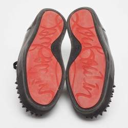 Pre Owned Christian Louboutin Black Leather Louis Spikes Lace Up Sneakers Size 42
