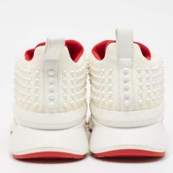 Christian Louboutin White Neoprene Spike Sock Sneakers Size 43